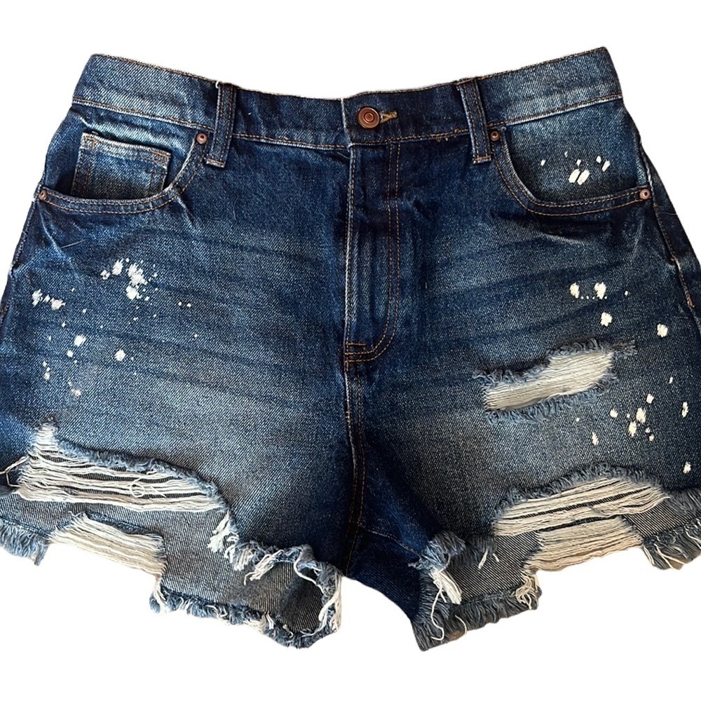 No Boundaries High Rise Ripped & Painted Jean Shorts